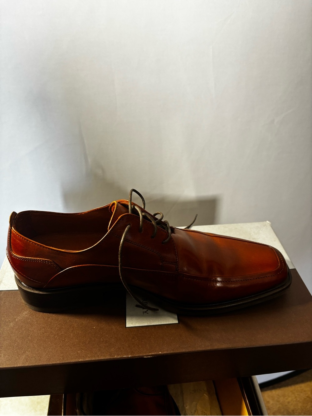 Johnston & Murphy Cognac Leather Lace-Up Oxfords
